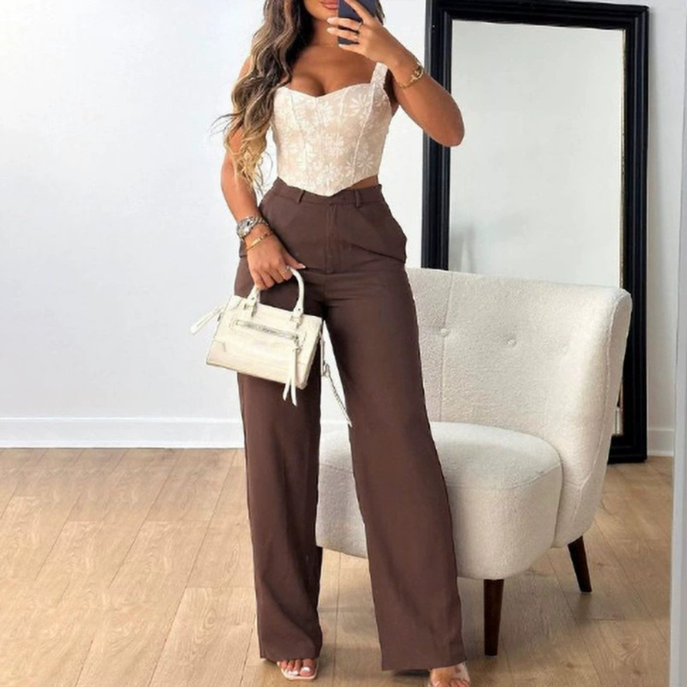 ZARA Chic Versatile Straight Wide Leg Casual Pants Women Fall Factory Direct